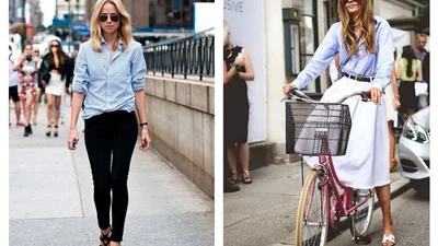 20 способов стильно носить голубую рубашку