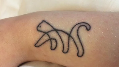 Супер крутые манималистические тату для любителей котов