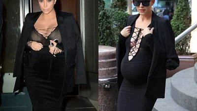 Беременная девушка копирует стиль Ким Кардашьян