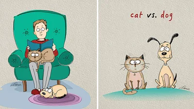 Забавные картинки о разнице между котами и собаками