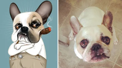 Художник малює смішних персонажів тварин по їх поведінці