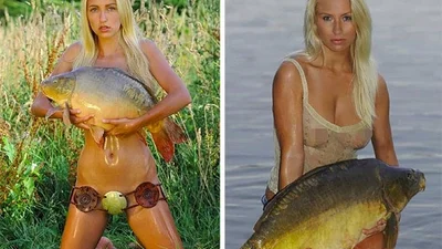 Голі дівчата з рибою в руках: дивні фото, від яких важко відірвати погляд