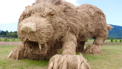 Гигантские звери из соломы заполонили японские поля