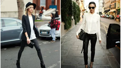 Звезды streetstyle демонстрируют фантастические образы с кожаными брюками
