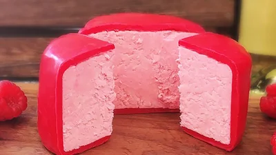 У Британії виготовили рожевий сир зі смаком малини і ось, як він виглядає