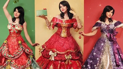 Девушка делает фантастические платья из оберточной бумаги и одевает их на вечеринки