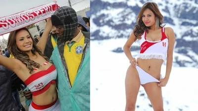 Перуанська футбольна фанатка за кожен забитий гол своєї команди показує груди