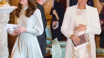 Кто кого: Меган Маркл и Кейт Миддлтон посоревновались платьями на приеме Елизаветы II