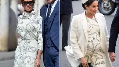 Модная битва: Маркл и Бекхэм примеряли одинаковые платья, и трудно определить, кому идет