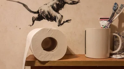 Бэнкси создал новую трешовую инсталляцию в собственном туалете