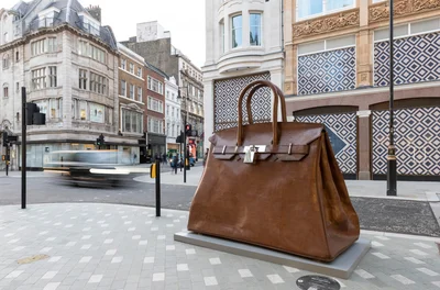 В Лондоне установили гигантскую скульптуру в виде сумки - у нее серьезное значение - фото 495487