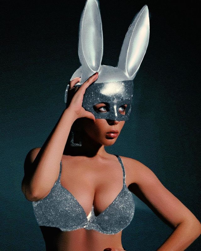 Сексуальная зайчиха: Алина Гросу в маске показала впечатляющий бюст - фото 499908