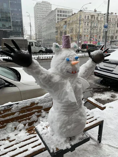 Разучились лепить: в сети появляются смешные фото киевских снеговиков - фото 501537