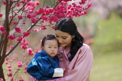 Новая фотосессия монархов Бутана в вишневом саду подорвала сеть - фото 509822