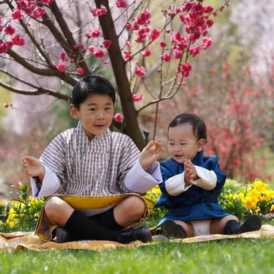 Новая фотосессия монархов Бутана в вишневом саду подорвала сеть - фото 509826