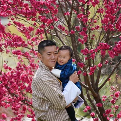 Новая фотосессия монархов Бутана в вишневом саду подорвала сеть - фото 509827