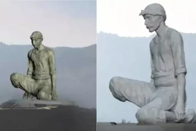 Скульпторы натупили с памятником, поэтому люди теперь видят не ногу, а гигантский член - фото 514087