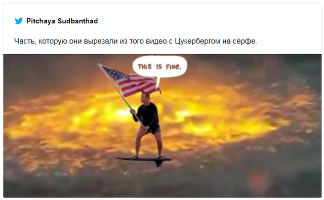 Марк Цукерберг покатався на серфі з прапором США і потрапив у меми - фото 518694