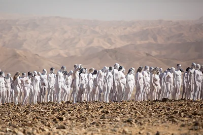 Фотограф устроил 'голую' фотосессию для сотен людей на берегу Мертвого моря - фото 527171