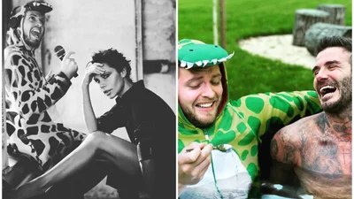 Мужчина в забавном костюме добавляет себя к фото селебрити и выходит очень правдоподобно