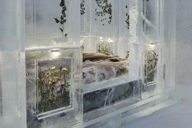 В знаменитой ледяной гостинице появился впечатляющий номер, украшенный живыми цветами - фото 536189