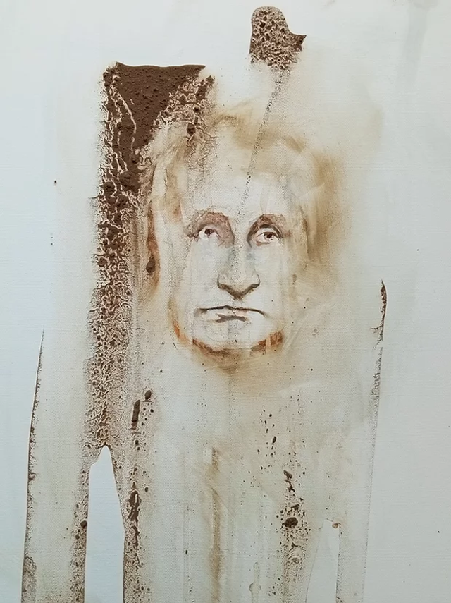Художник нарисовал портрет Путина из собачьего дерьма - фото 540646