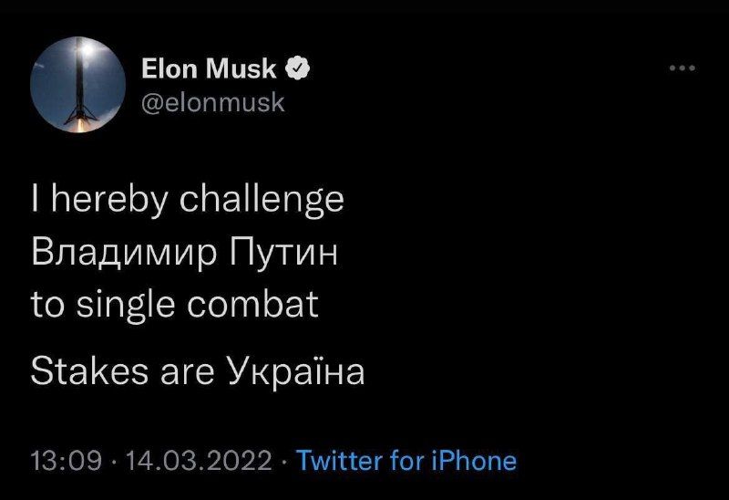 Илон Маск вызвал Путина на поединок за Украину, и это не шутка - фото 540927