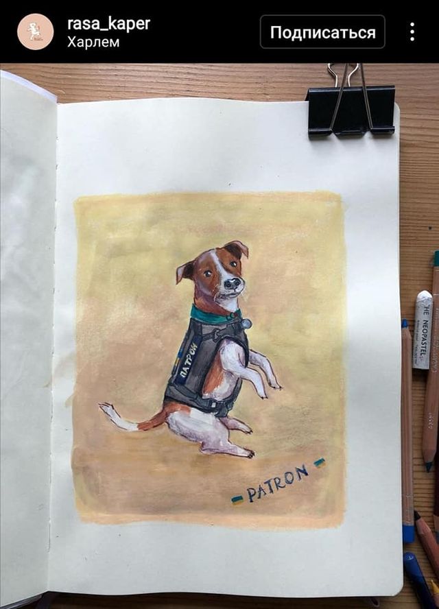 Потешные иллюстрации, которые художники посвятили Патрону – собачке-помощнику саперов ДСНС - фото 543238