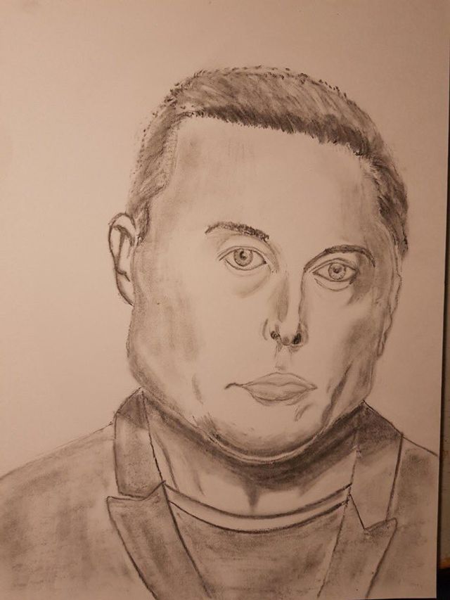 Парень нарисовал ужасный портрет Илона Маска, и он попал в мемы - фото 543910