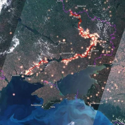 Украина в огне: NASA показало, как выглядит линия фронта из космоса - фото 546391