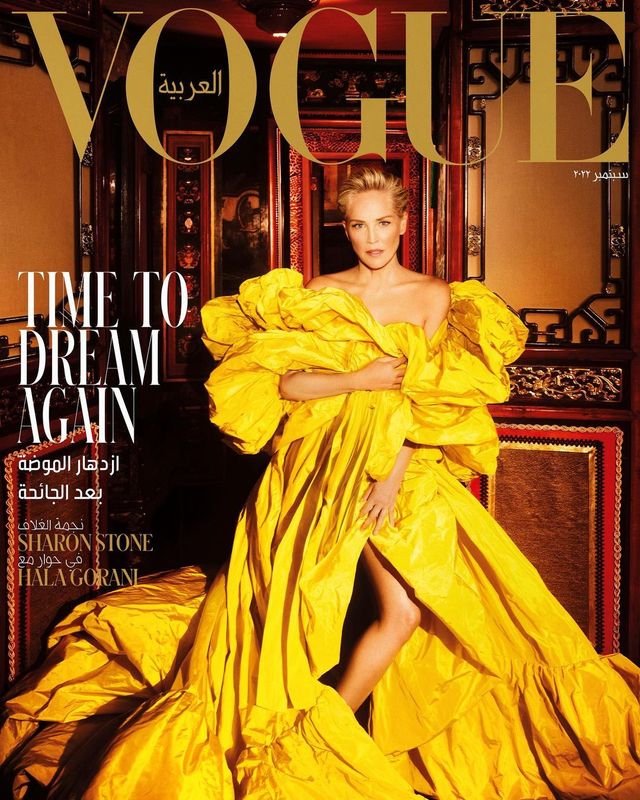 Шэрон Стоун украсила обложку Vogue в желто-голубых цветах - фото 548147