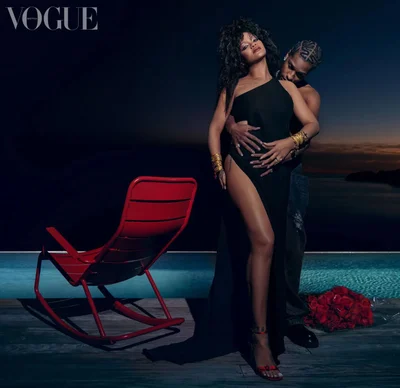 Семейная фотосессия: беременная Рианна с сыном и любимым ASAP Rocky на обложке Vogue - фото 553775