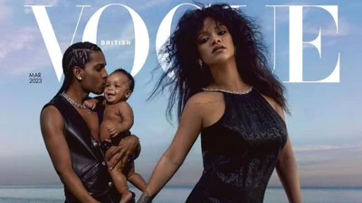 Семейная фотосессия: беременная Рианна с сыном и любимым ASAP Rocky на обложке Vogue