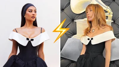 Шей Митчелл на премьеру "Барби" надела такое же платье, как и Таня Муиньо – на "Грэмми"