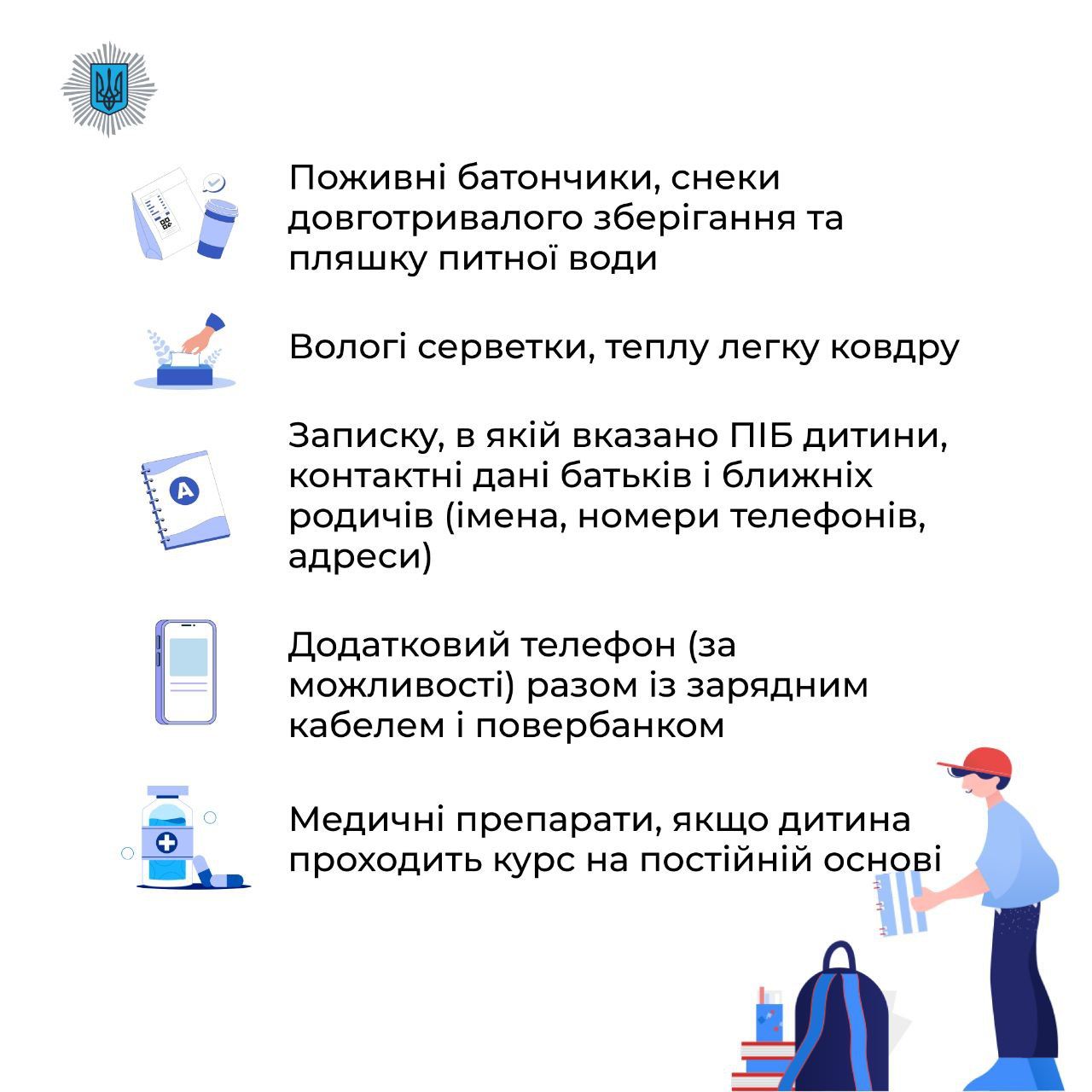 Что положить в рюкзак школьника: актуальные советы, в частности для укрытия - 572717 Что положить в рюкзак школьника: актуальные советы, в частности для укрытия - фото 572717
