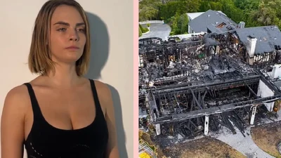 В сеть попали ужасные фото разрушенного пожаром дома Кары Делевинь
