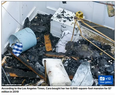 В сеть попали ужасные фото разрушенного пожаром дома Кары Делевинь - фото 605449