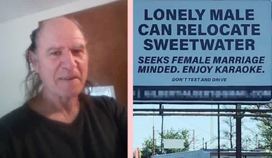 В США 70-летний мужчина ищет пару через билборд, за который платит 400 долларов в неделю