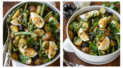Картопляний салат з яйцями та стручковою квасолею – гарнір у французькому стилі