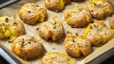 Запеченный мятый картофель – прекрасно сочетается с мясом