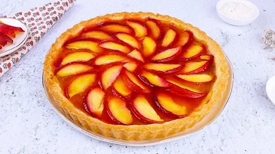 Пирог с персиками – тонкое тесто и много начинки