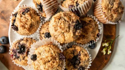 Мафіни з чорницею і бананами – пишні, ніжні та м’які солодощі
