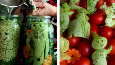 Такого ты еще точно не делала: овощные закрутки на зиму с фигурками из кабачка
