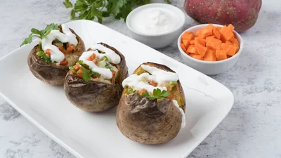 Фарширована картопля – дуже смачний рецепт з курятиною і грибами