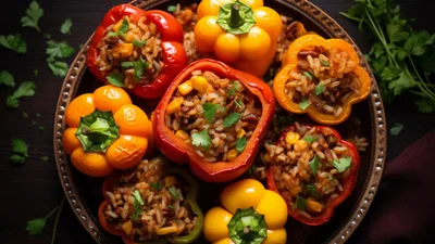 Фаршировані перці з м’ясом та кускусом - неочікуване поєднання, яке тебе здивує