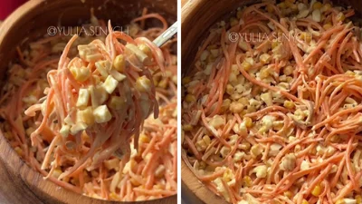 Когда зимние праздники на носу: салат из корейской моркови и сыра "Косичка"