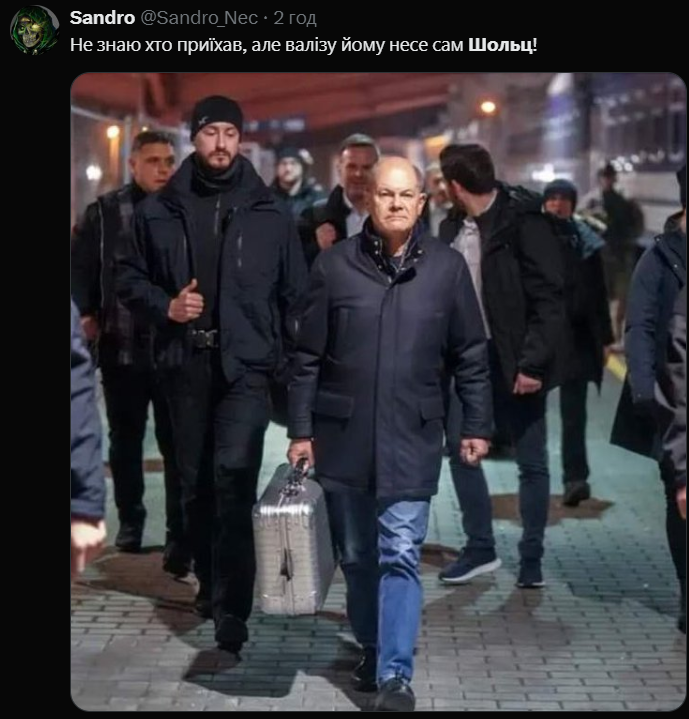 Что в чемодане Шольца: смотри мемы о визите канцлера Германии в Киев - фото 663402