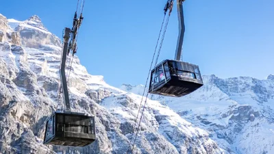 В Швейцарии открыли самую крутую канатную дорогу, которая доставляет туристов в уникальный ресторан