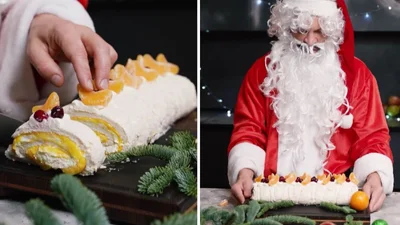 Праздничный меренговый рулет с мандаринами по рецепту Владимира Ярославского, который поразит каждого