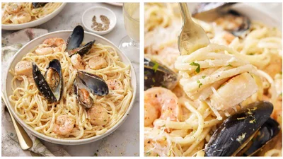 Паста с морепродуктами в сливочном соусе – идеальный ужин за 20 минут